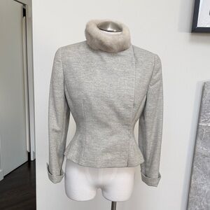 Vintage BADGLEY MISCHKA Gray Wool Jacket with Detachable Mink Collar